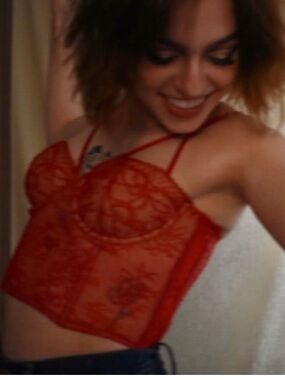 Victoria's Secret Red Sheer Lace Longline Bralette